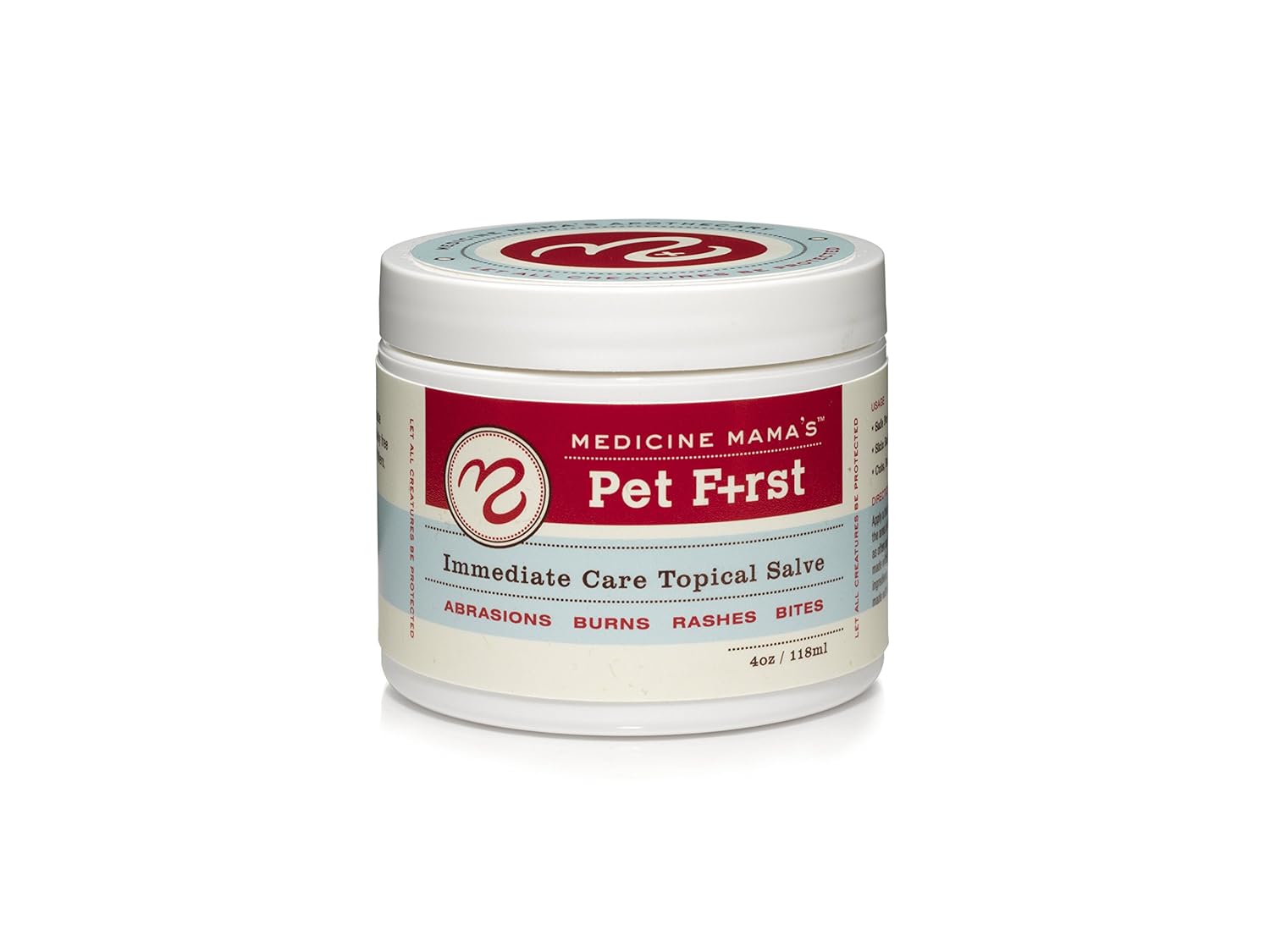

Medicine Mama's Apothecary Pet First Immediate Care Topical Salve For Dogs, Cats, Horses, and Furry Friends used for Abrasions Burns Rashes Bites, 4 ounce