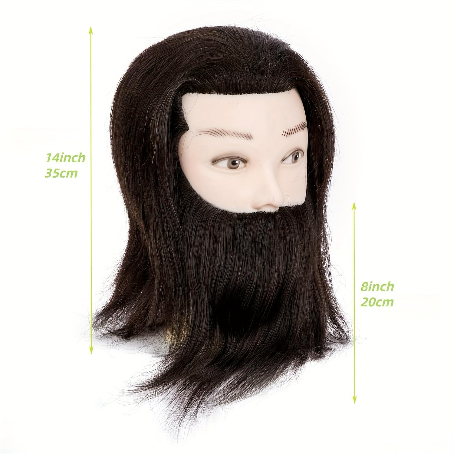 Übungskopf mit Echthaar, Kosmetikschüler-Übungskopf für Haarstyling & Friseur-Übungskopf (männlich) zum Üben von Haarschnitt und Barttrimmen_voghion.com