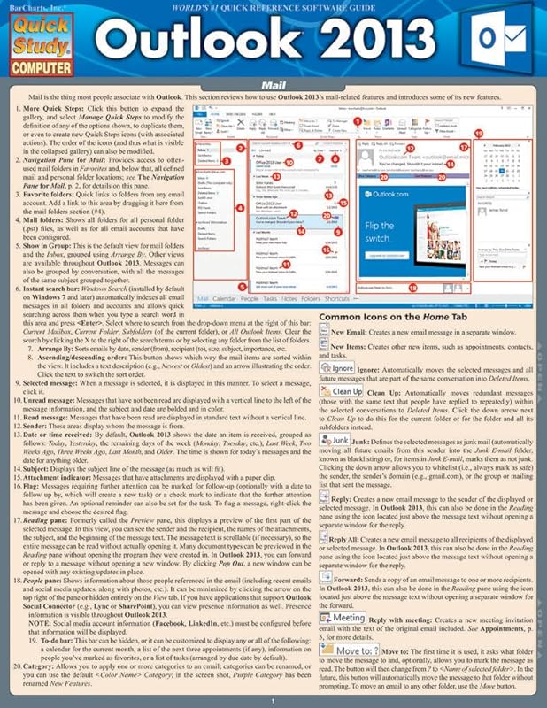 Outlook 2013 (Quick Study: Computer) by Inc. BarCharts