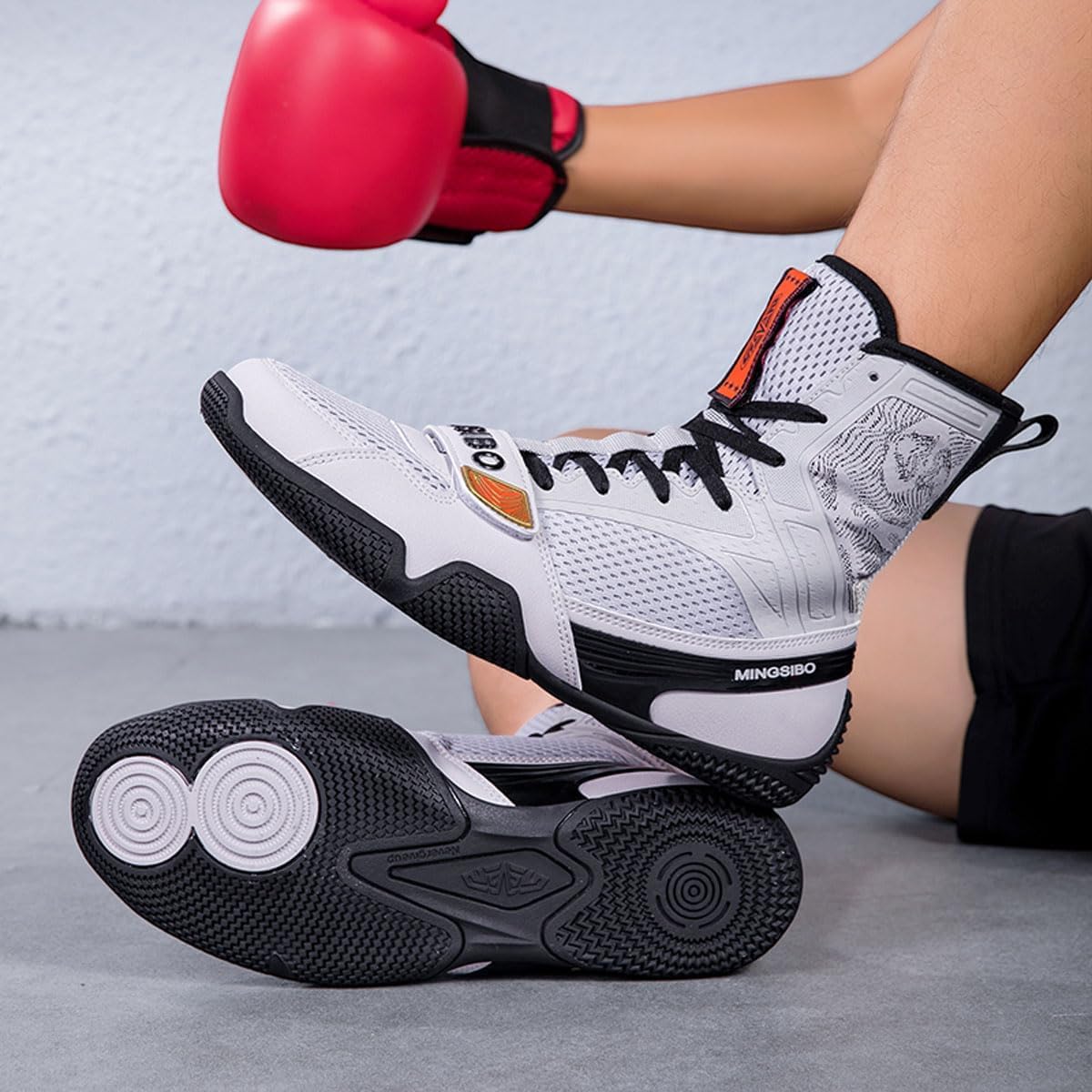 Mens Womens High Top Wrestling Boxing Shoes Lightweight Non-Slip Breathable Fitness Sneakers For Boxing Weightlifting Training_vogvips.com