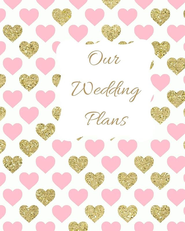 Our Wedding Plans: Complete wedding plan guide to help the bride & groom organize their big day. Pink & green hearts cover design by Lilac House