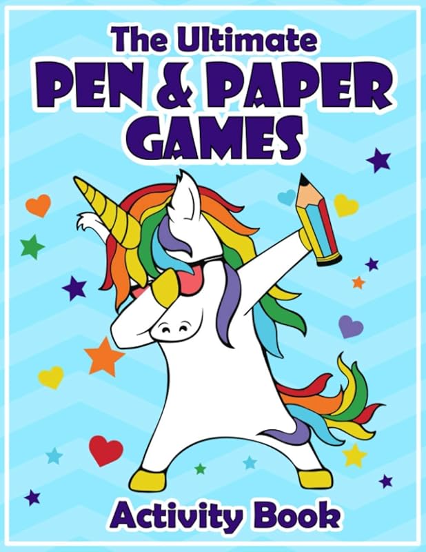 The Ultimate Pen and Paper Games Activity Book: Activity Book with 8 Different Pencil and Paper Games (plus 12 Dabbing Unicorn Colouring Pages) - Perfect Gift Idea by Smiling Pencil Press