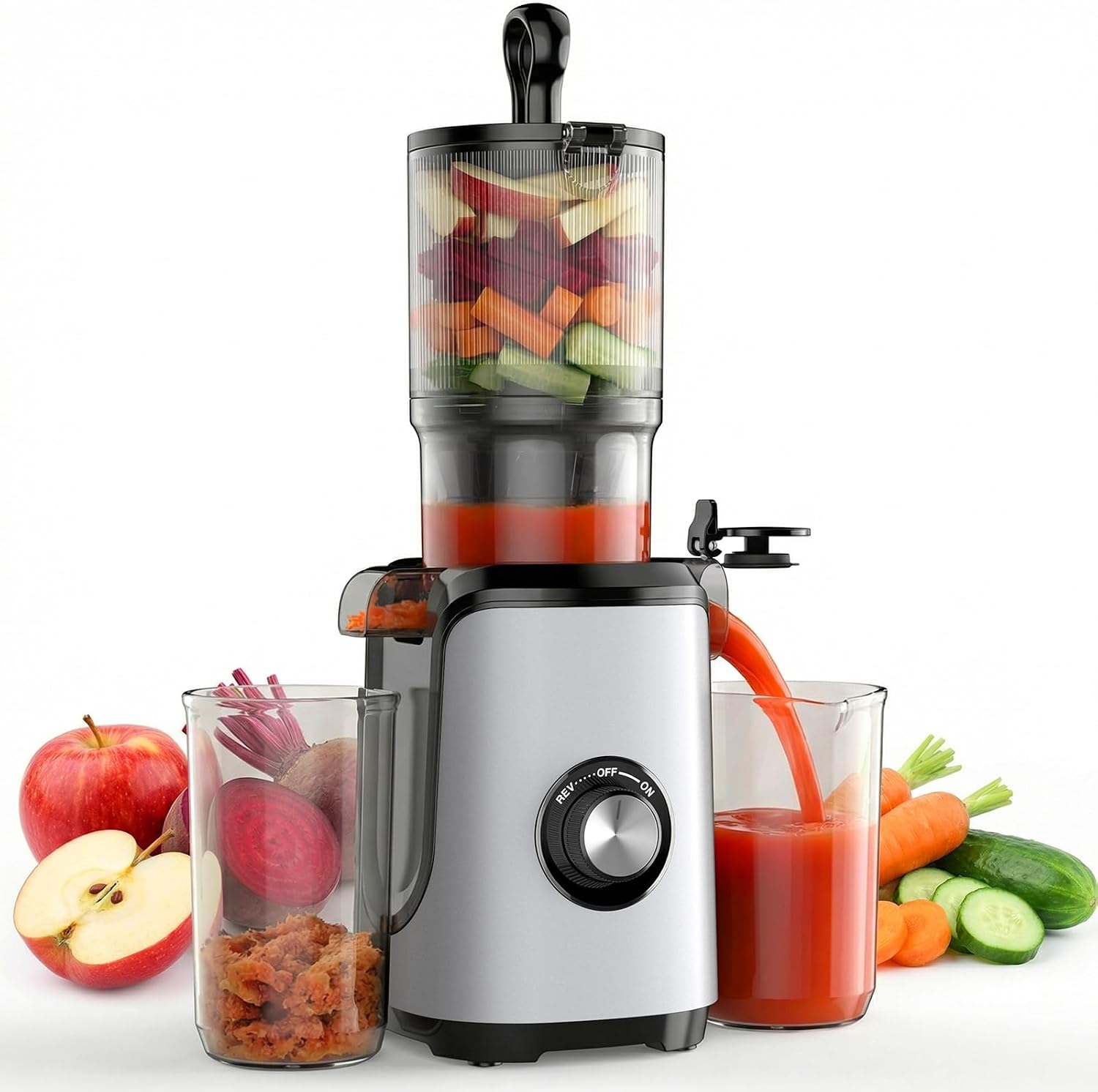 Cold Press Juicer Slow Masticating Juicer Machine with Reverse Juice Extractor AM-ZZJ56MZ