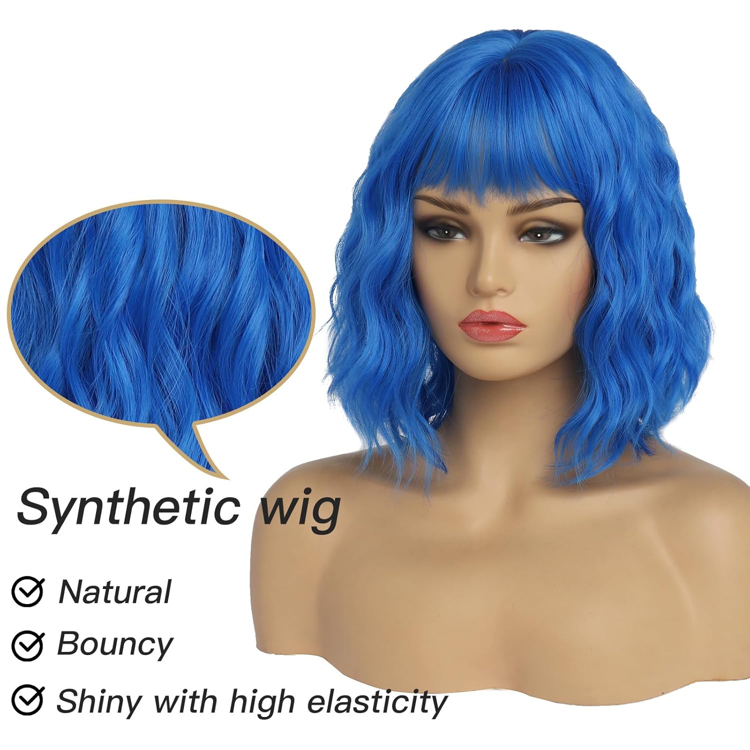 Kurze blonde Perücke für Frauen, natürliches Kunsthaar, Ombre-Bob-Perücke mit ordentlichem Pony, dunklem Ansatz für Alltag/Party/Cosplay (10 Zoll, Blond)._voghion.com