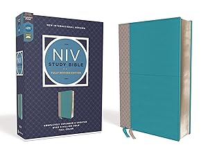 NIV Study Bible, Fully Revised Edition (Study Deeply. Believe Wholeheartedly.), Leathersoft, Teal/Gray, Red Letter, Comfort Print