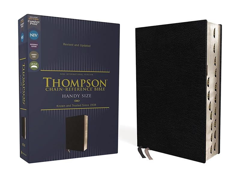 NIV, Thompson Chain-Reference Bible, Handy Size, European Bonded Leather, Black, Thumb Indexed, Red Letter, Comfort Print by Zondervan