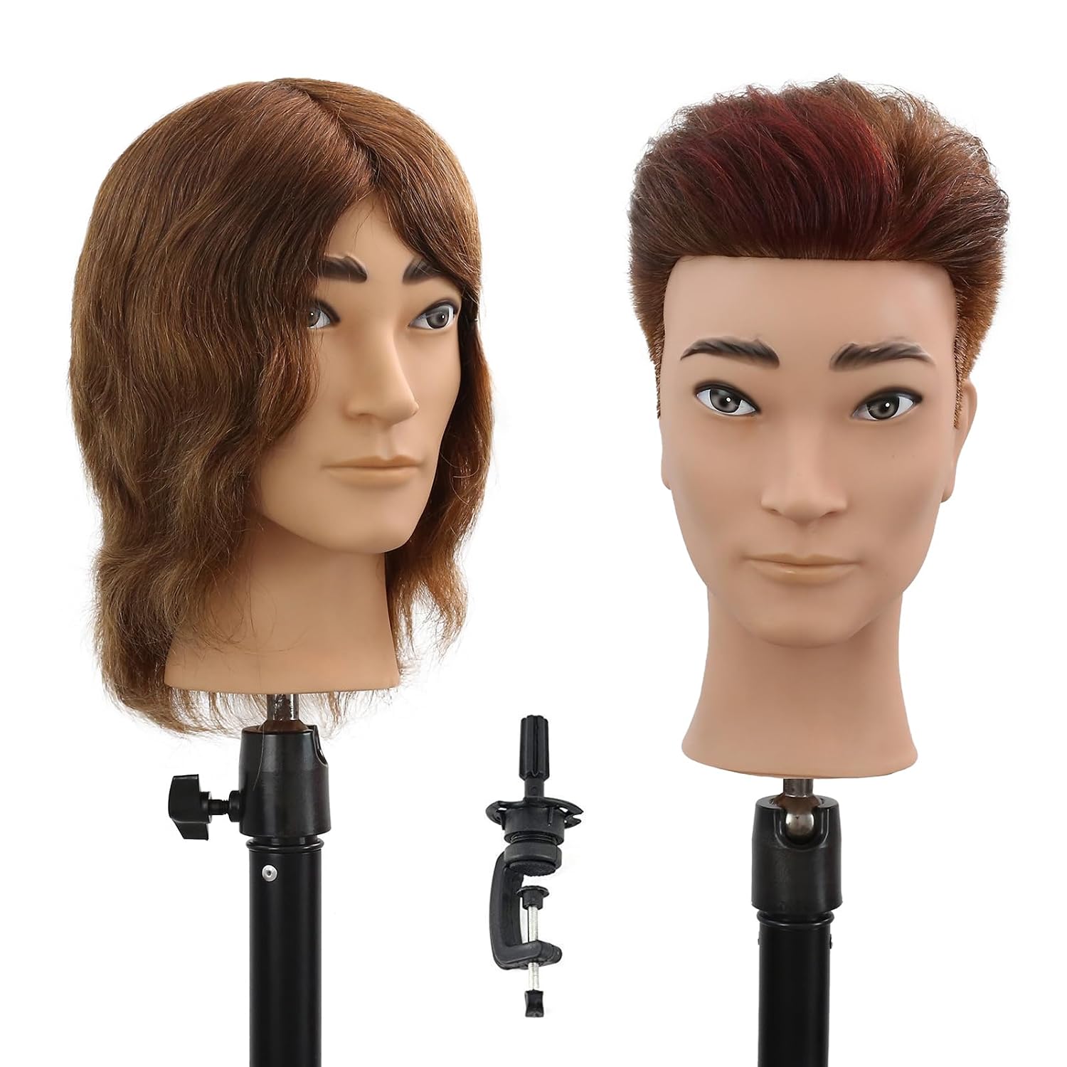 Stancia Barber Mannequin Head Male, Mannequin Head Human Hair For Practicing Haircut, Cosmetology Mannequin Head With 100% Human Hair_voghion.com