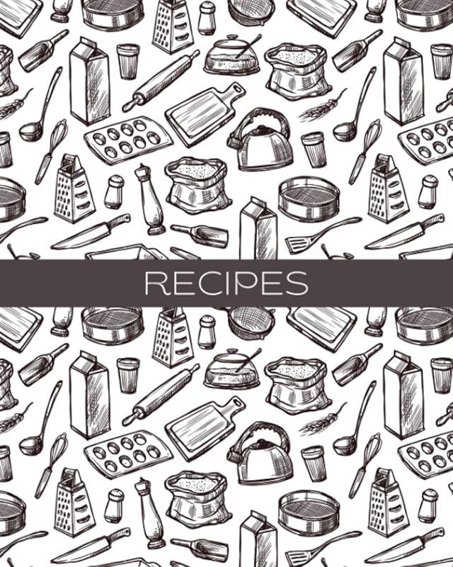 Recipes: Kitchen utensils; 50 sheets/100 pages; 8" x 10" by Atkins Avenue Books