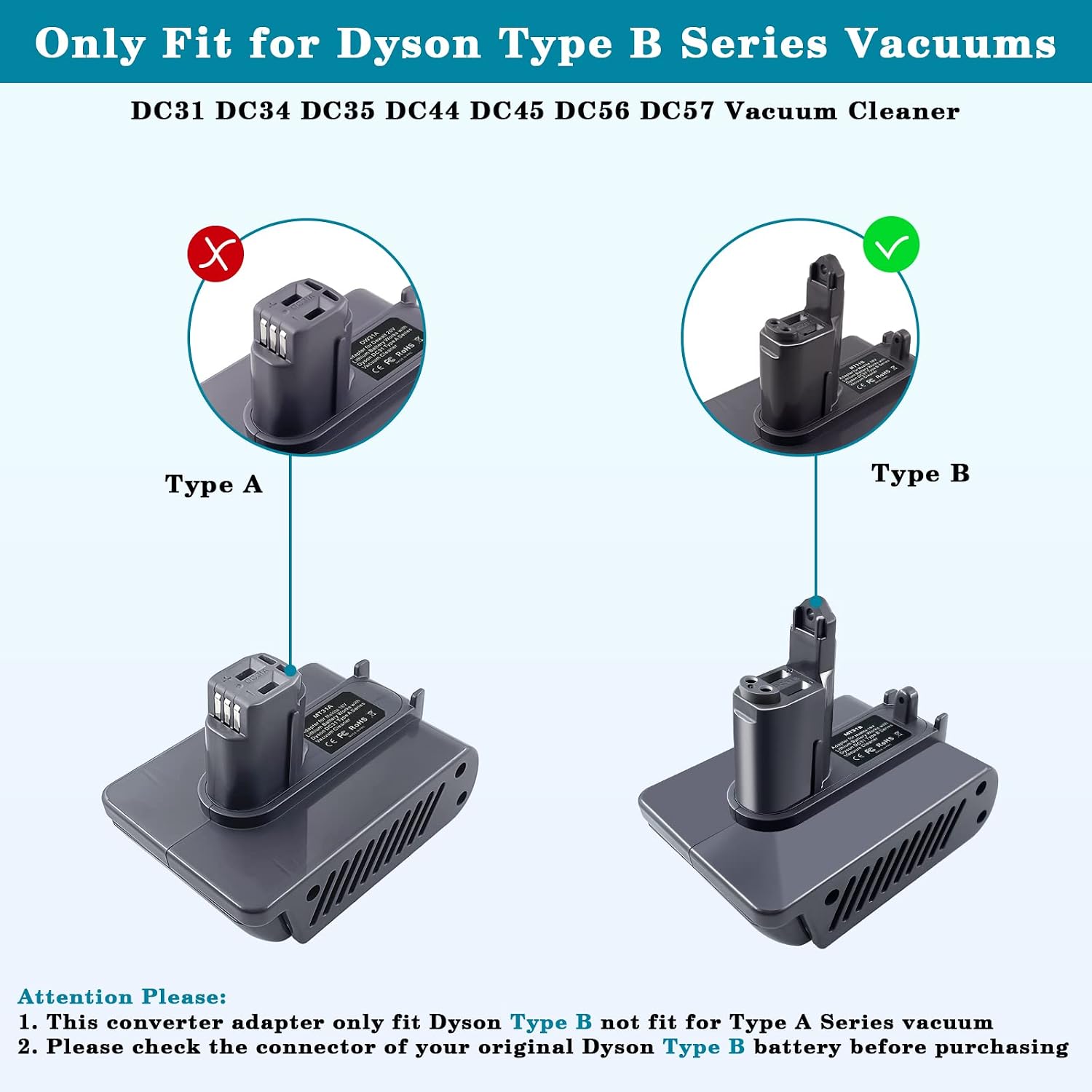 for Dyson DC31 Type B Battery Adapter for Makita 18V Battery to 