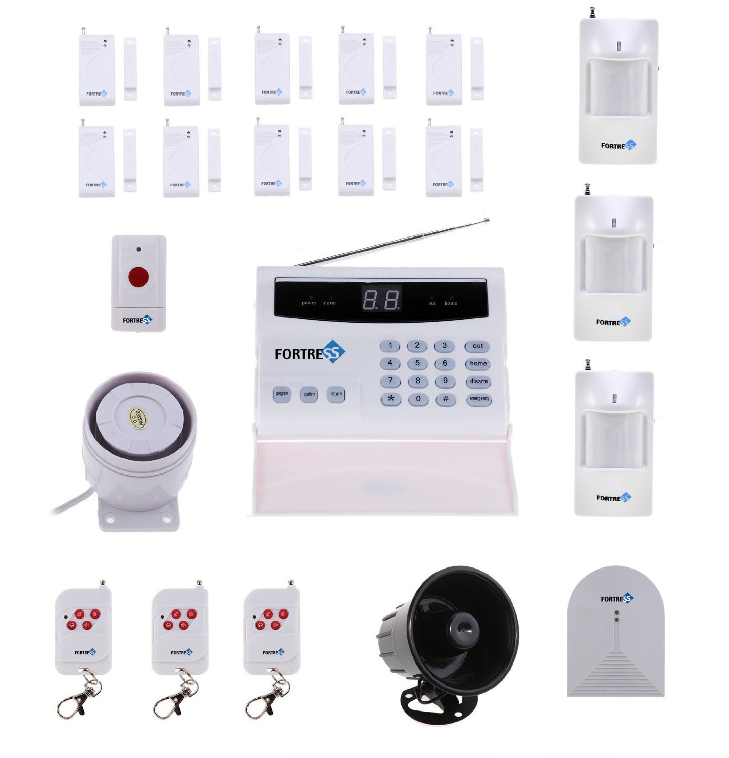 Fortress Wireless Security Landline Alarm System Glass Detector Sensor