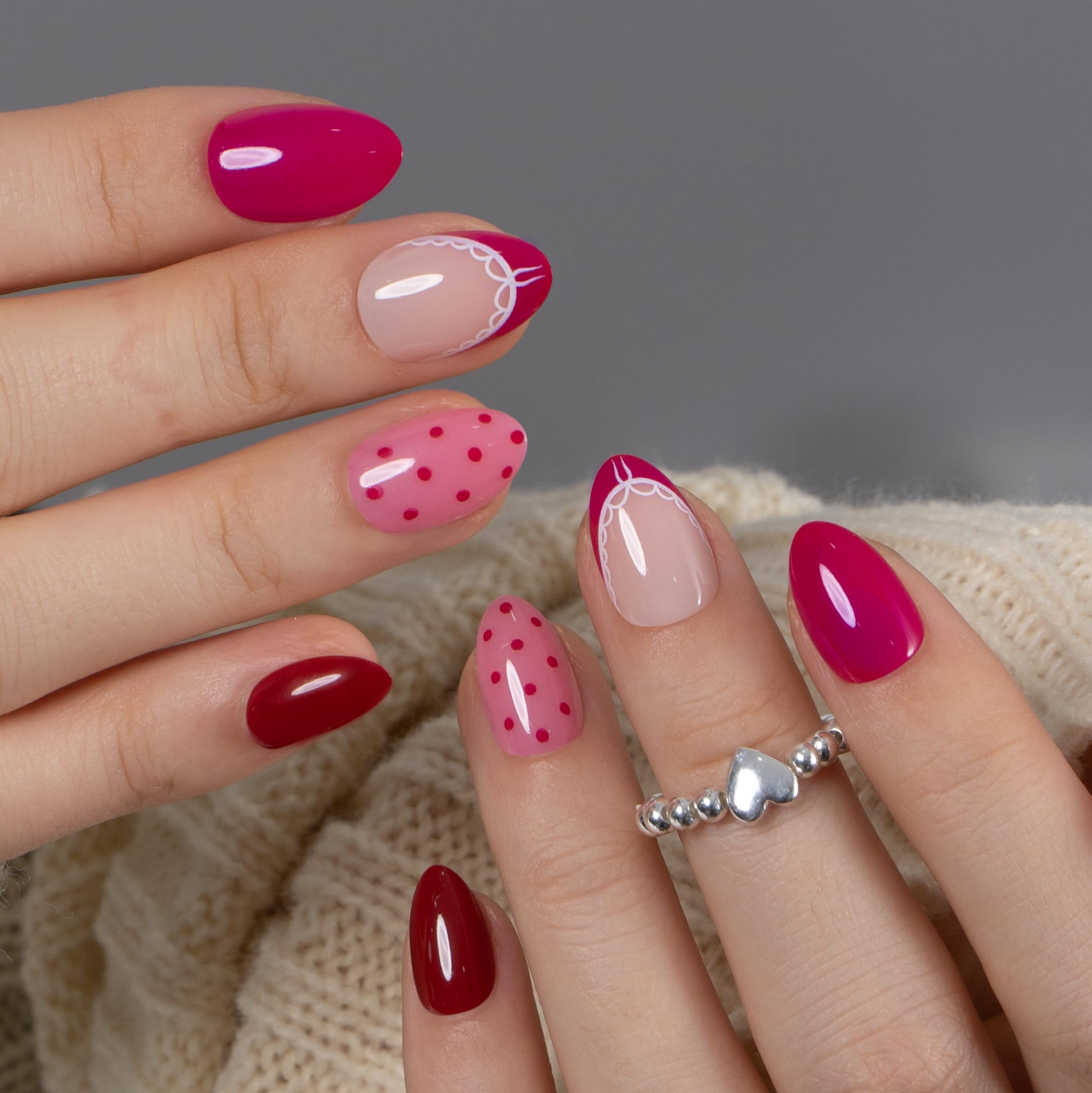 Soft Gel Almond Press On Nails Peach Nude Reusable Nail Kit_voghion.com