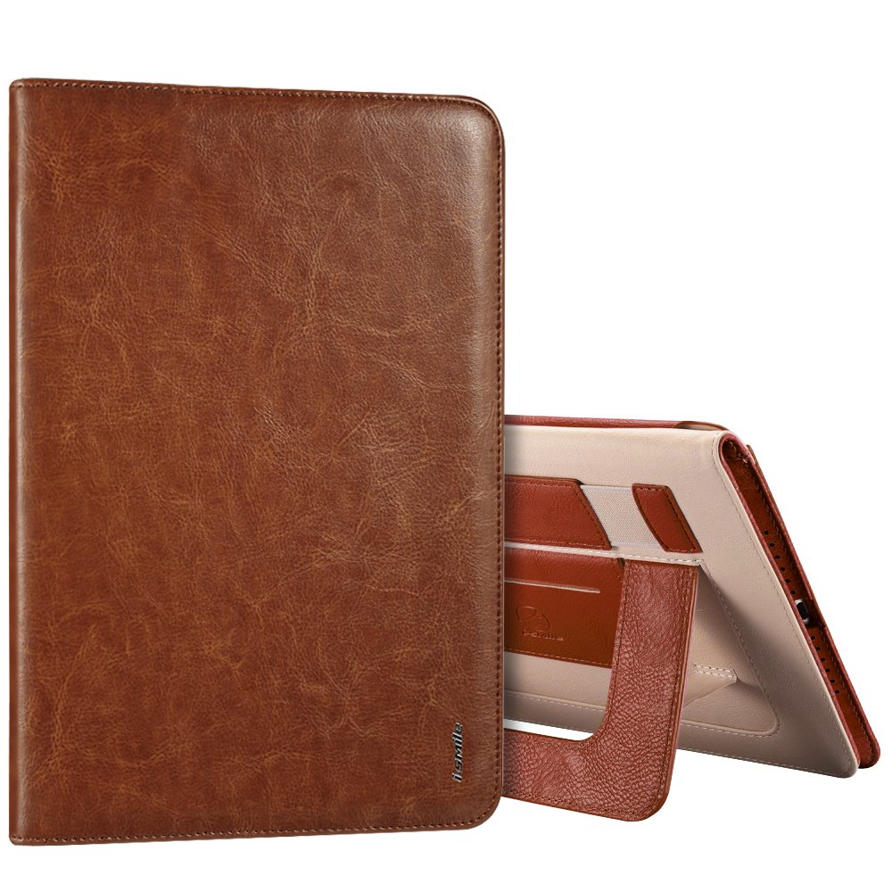 

iPad Air Case, Colorful Genuine Leather Stand Feature, Card Slot Folio Flip Case for iPad Air/ iPad 5th gen with Automatic Wake / Sleep Function and Elastic Hand Strap