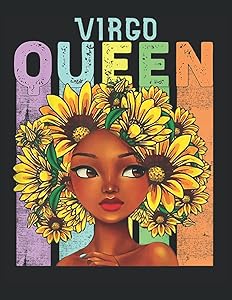 Virgo Queen Sketchbook: This cute zodiac themed drawing pad for women and girls featuring a beautiful lady with sunflowers in her hair.