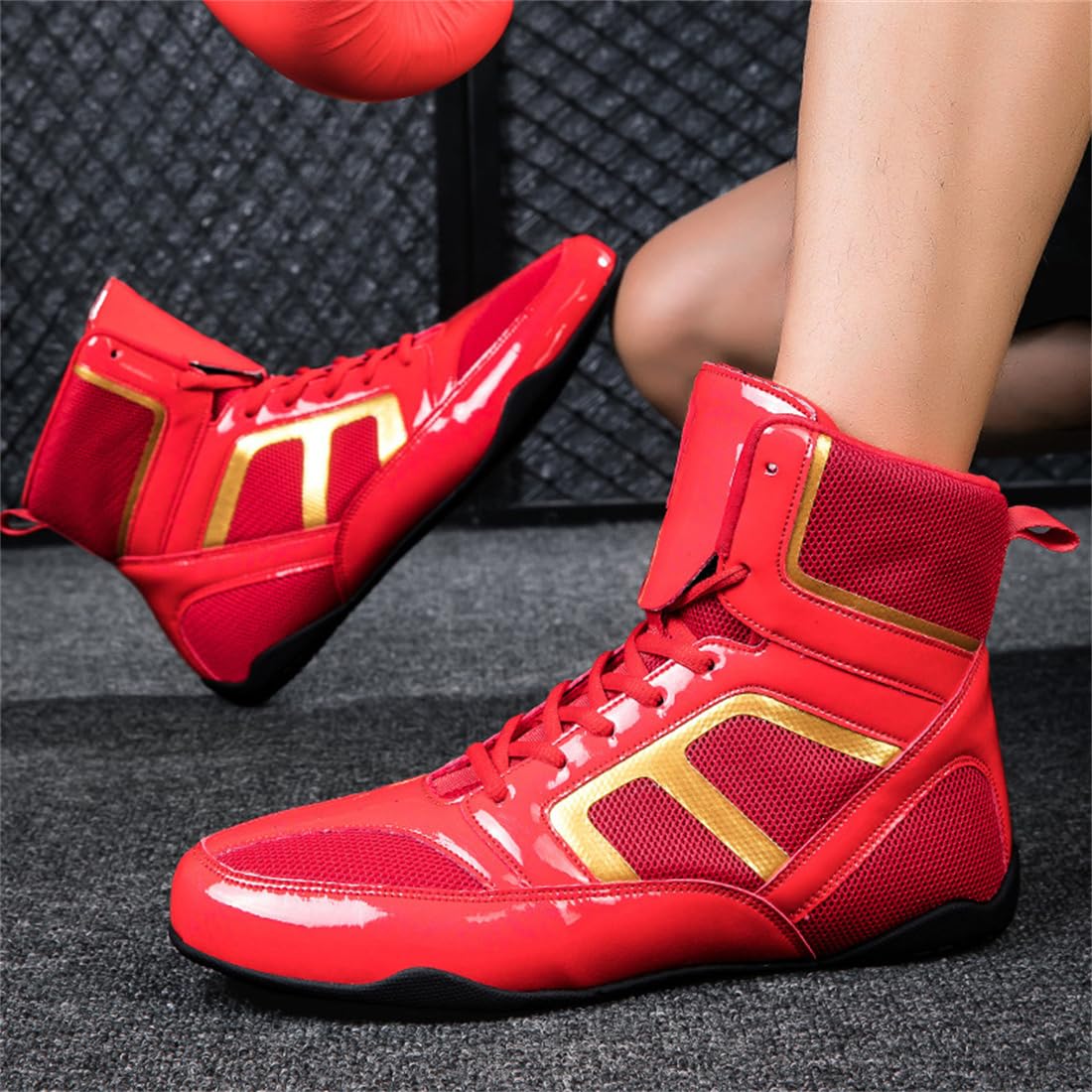 Sneakers For Women Girl, High Top Boxing Shoes Lightweight Breathable Bodybuilding Sport Trainers For Weightlifting Wrestling_vogvips.com
