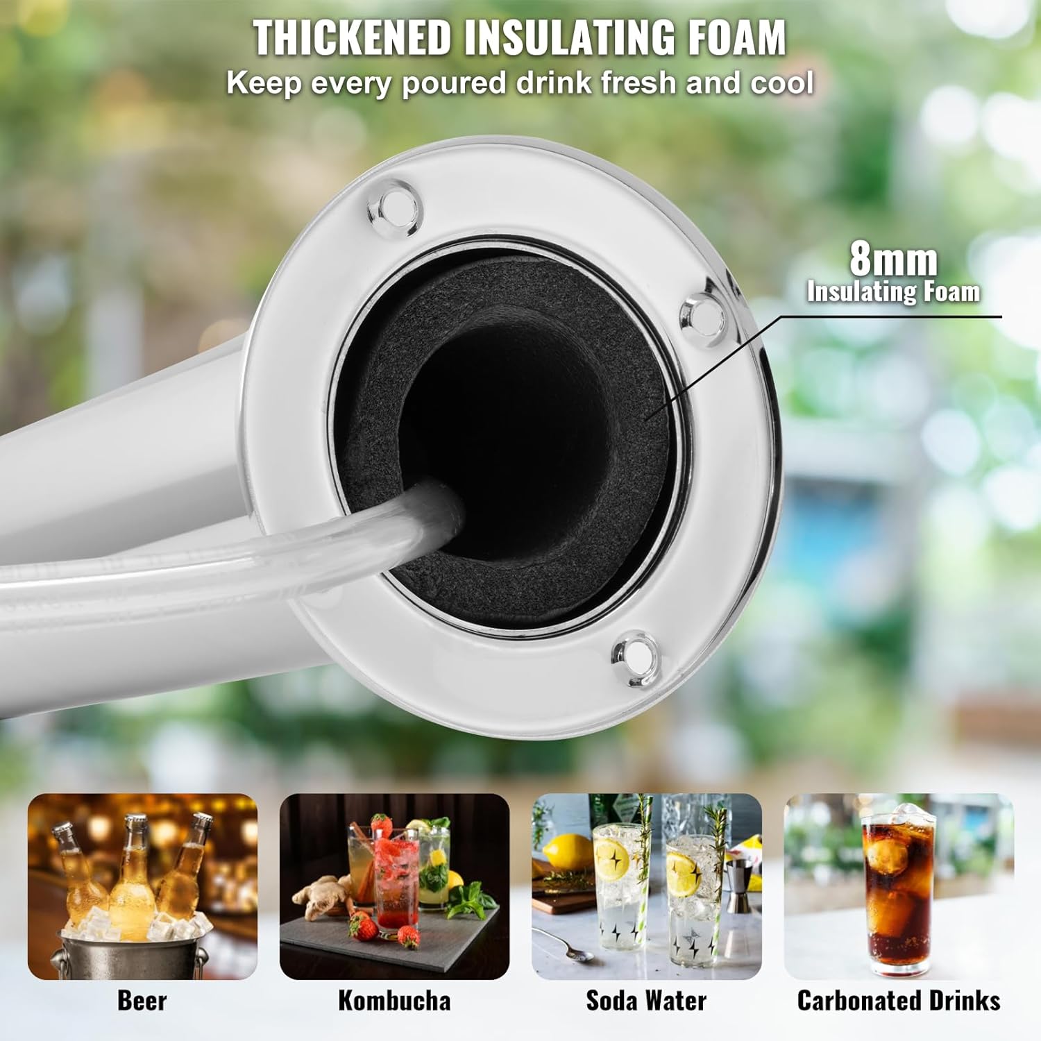 VEVOR Dispenser a torre per birra alla spina a doppio rubinetto, torre per birra in fusto in acciaio inox, kit torre kegerator con tubi preassemblati e chiusura automatica_voghion.com