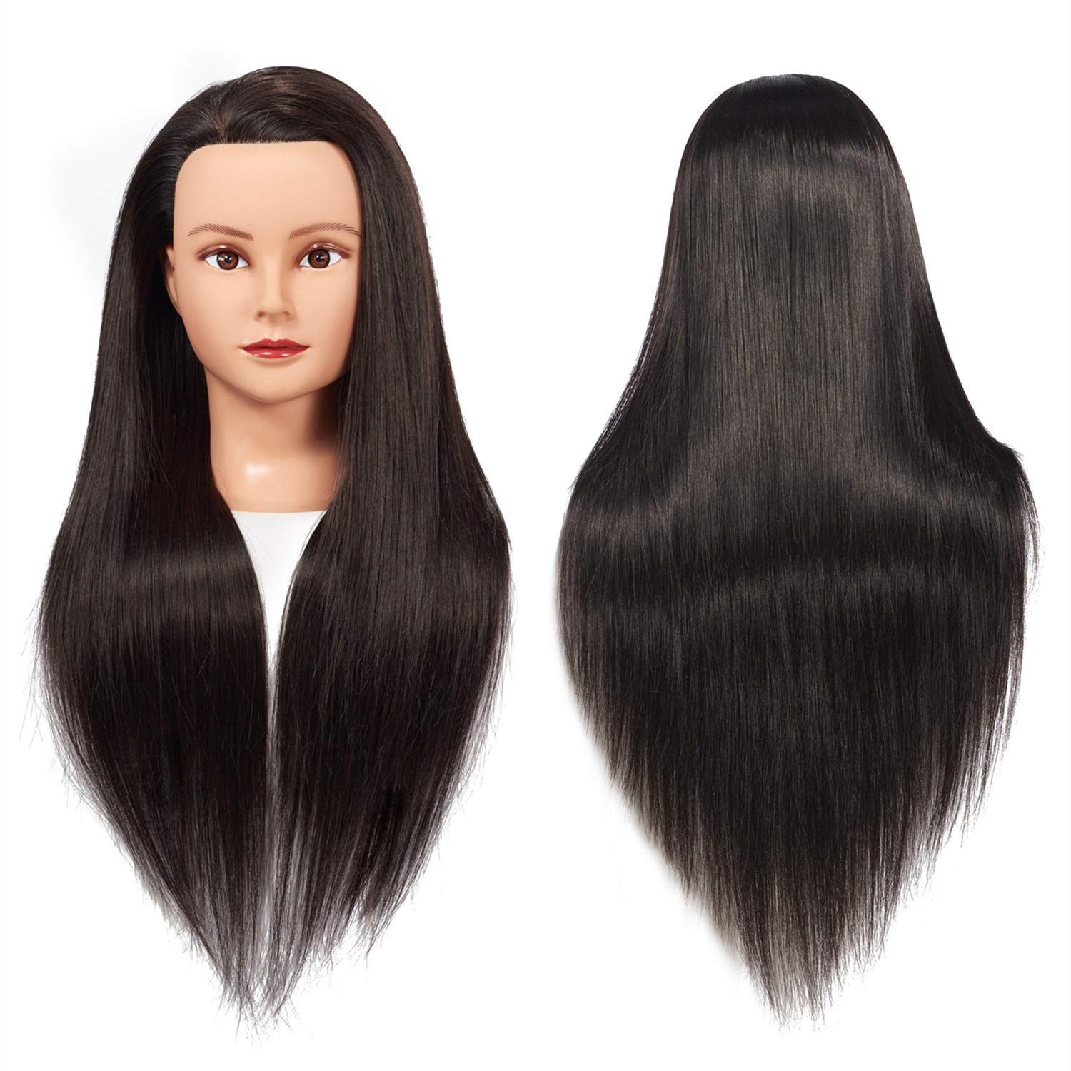 Tête de mannequin d'entraînement 26'-28' cheveux longs, poupée pour la coiffure et le cosmétologie, en fibre synthétique._voghion.com