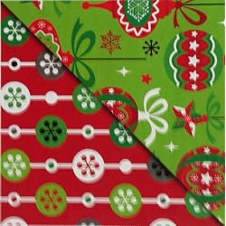Huge Roll Red & Green Ornaments Reversible Best Christmas Gift Wrap 375 Sq Ft.