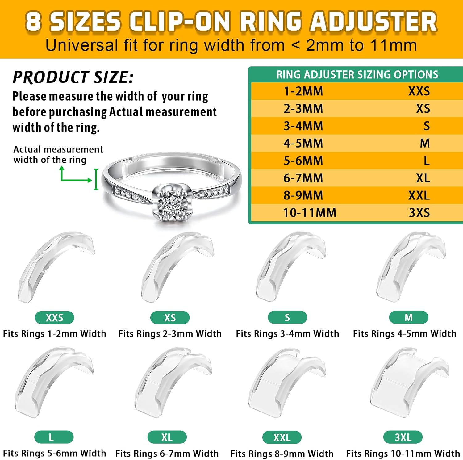 Transparent Silicone Ring Adjuster Guards 14Pcs Invisible Ring Tightener Spacer For Loose Thick Band Rings Women Men_voghion.com