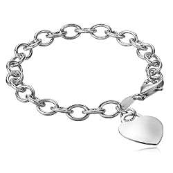 Sterling Silver And Yellow Gold-Plated Heart-Tag Bracelet 7.5