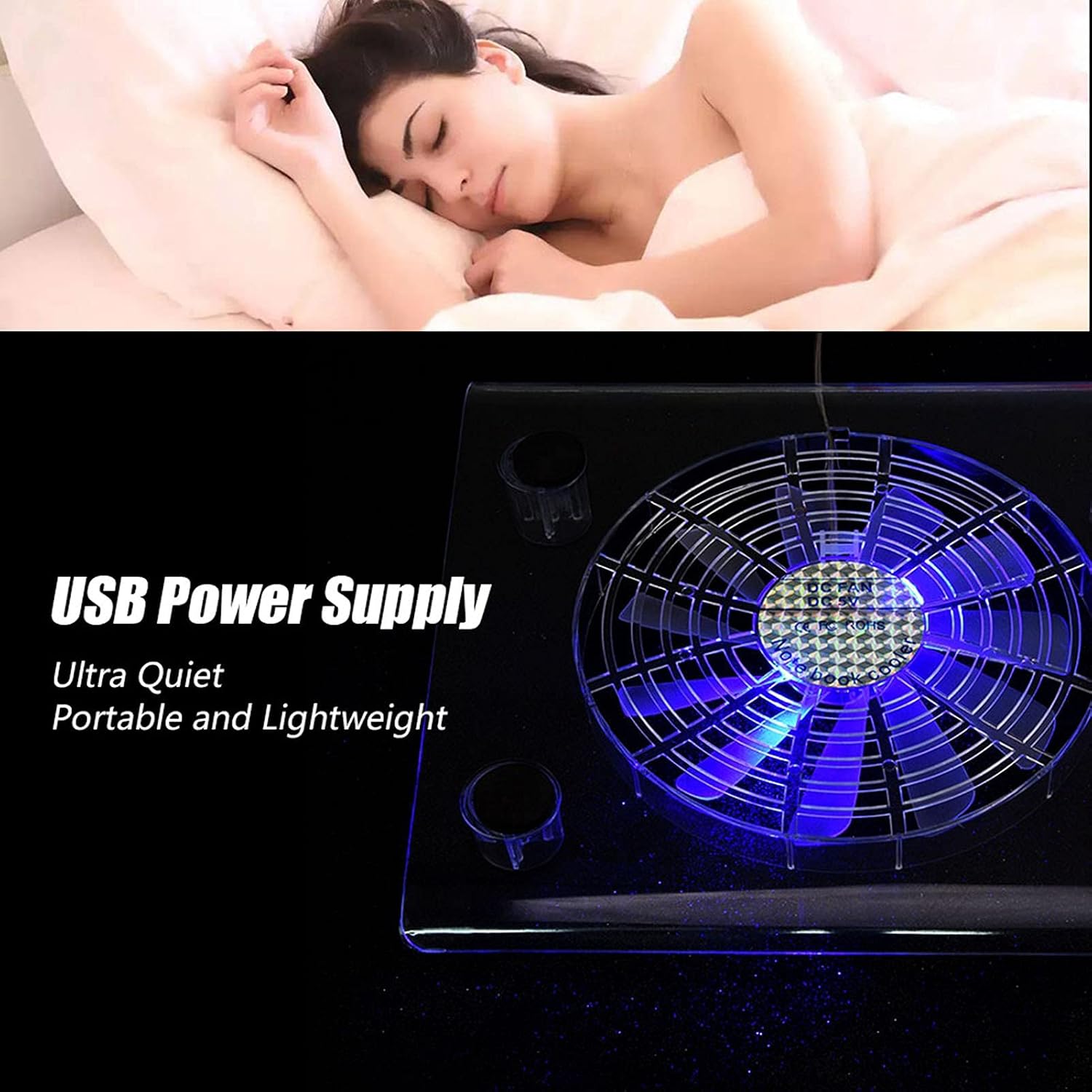 USB-Notebook-Kühler mit Lüftern und RGB-LED-Beleuchtung für PS4, PS3 und Laptops (USB-betrieben)_voghion.com
