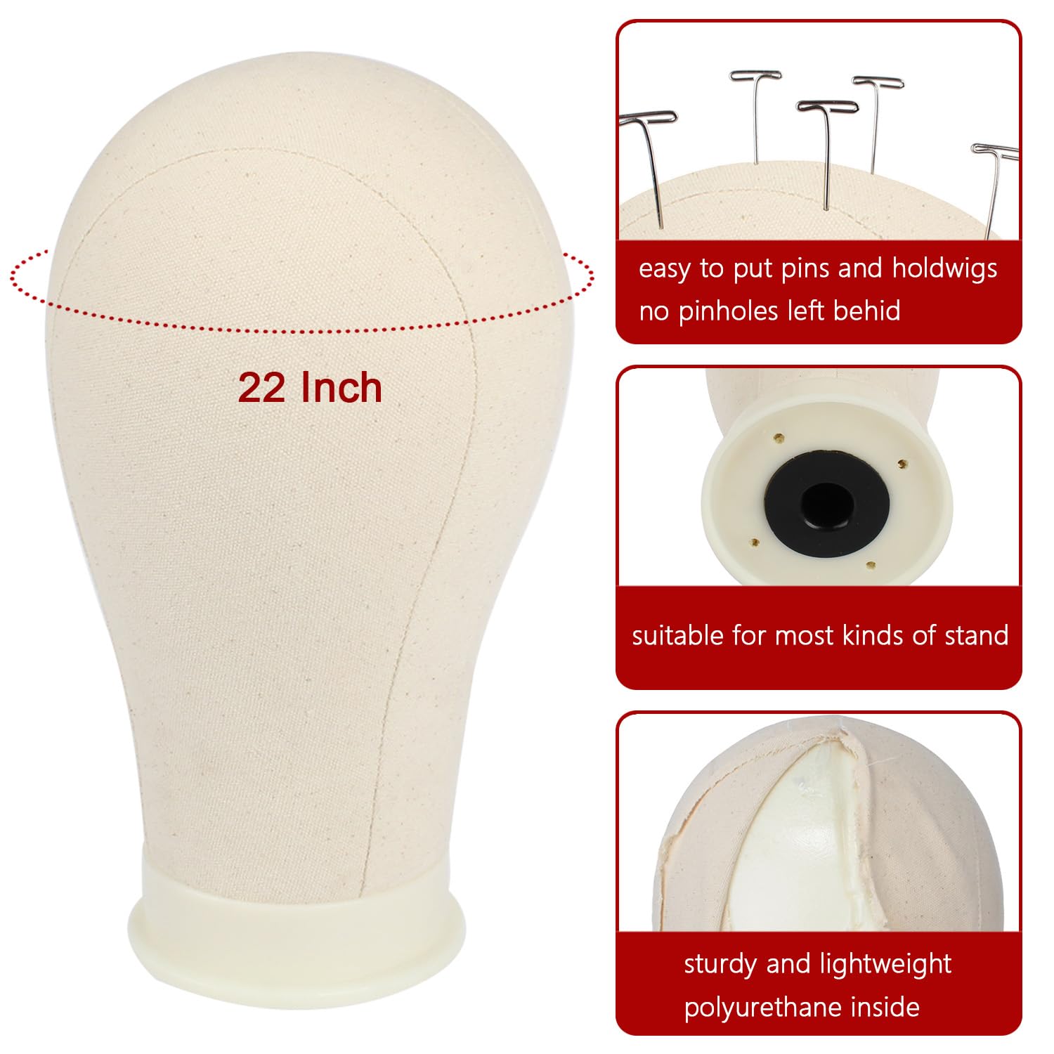Testa di manichino in tela XTREND da 21"-24" per la realizzazione di trame/parrucche/extension per capelli, manichino da esposizione per styling con supporto per parrucche, manichino in tela per capelli_voghion.com