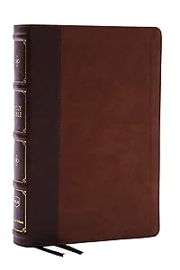 NKJV, Large Print Thinline Reference Bible, Blue Letter, Maclaren Series, Leathersoft, Brown, Thumb Indexed, Comfort Print: Holy Bible, New King James Version