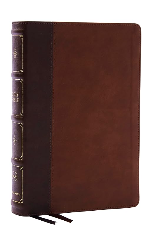 NKJV, Large Print Thinline Reference Bible, Blue Letter, Maclaren Series, Leathersoft, Brown, Thumb Indexed, Comfort Print: Holy Bible, New King James Version by Thomas Nelson