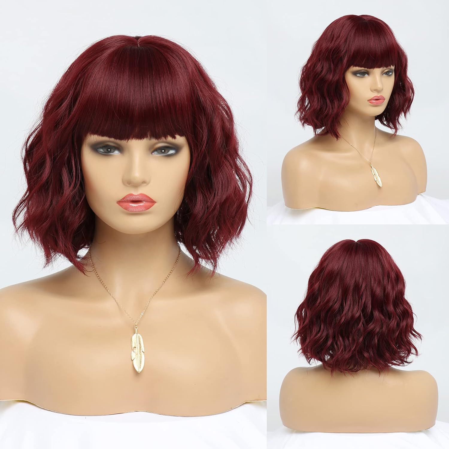 Kurze blonde Perücke für Frauen, natürliches Kunsthaar, Ombre-Bob-Perücke mit ordentlichem Pony, dunklem Ansatz für Alltag/Party/Cosplay (10 Zoll, Blond)._voghion.com