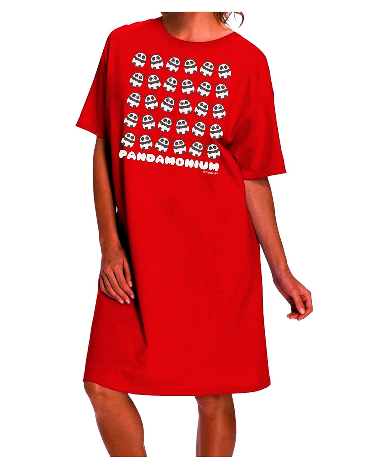 

TooLoud Pandamonium Pandas Dark Adult Night Shirt Dress