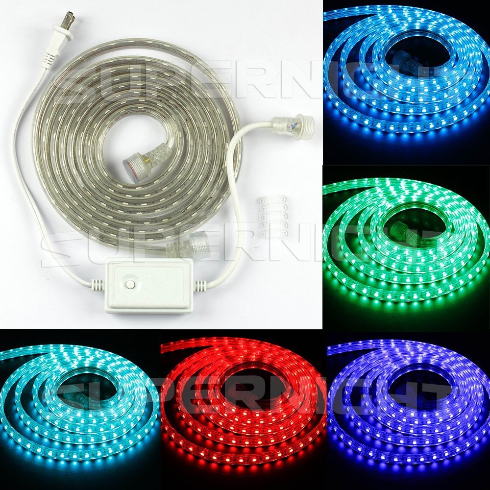 

SUPERNIGHT 10ft / 3M 110V IP67 Waterproof LED Strip Light Flexible LED Tape, Plug and Play