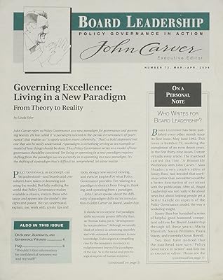 Board Leadership, No. 72, March/April 2004 (J-B BL Single Issue Board Leadership Journal)