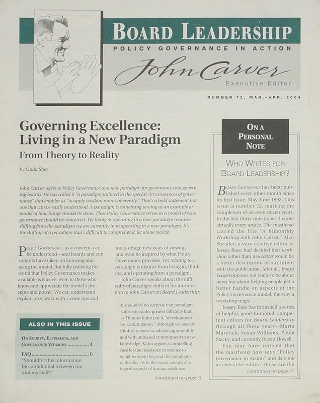 Board Leadership, No. 72, March/April 2004 (J-B BL Single Issue Board Leadership Journal) by Board Leadership (BL)