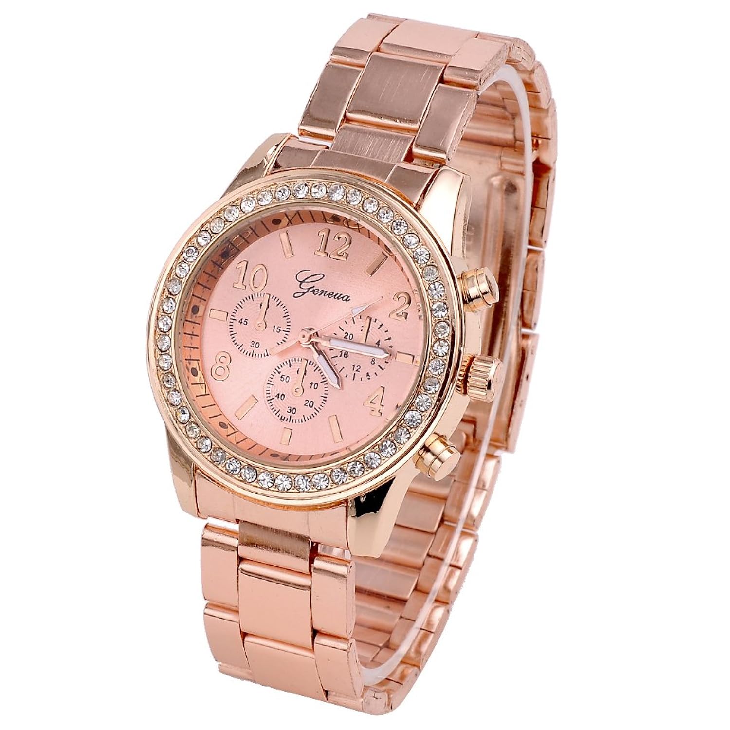 

Top Plaza Fashion Women's Alloy Analog Crystal Watch- Rose Gold Tone