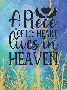 Yellow and Blue Funeral Guest Book "A Piece Of My Heart Lives In Heaven": Funeral Guest Book Celebration of Life, 120 Pages by MemoryLane