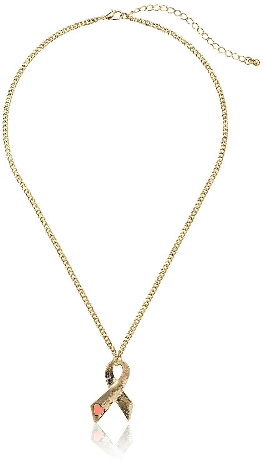 

Breast Cancer Ribbon with Epoxy Heart Charm Pendant Necklace