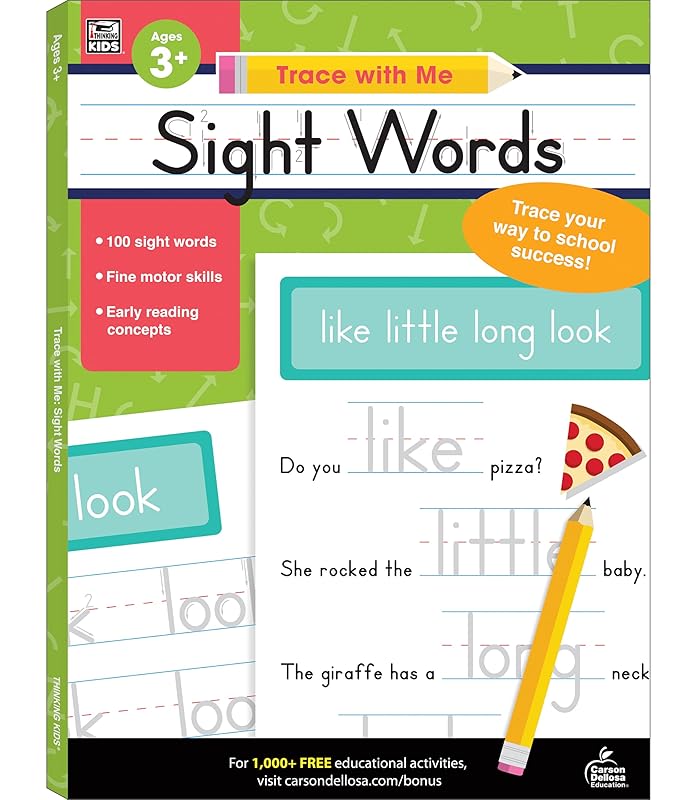 Carson Dellosa Trace With Me: Sight Words Handwriting Workbook for Kids Ages 3+, Sight Words Handwriting Practice for Preschool, Kindergarten, 1st Grade, 2nd Grade, PreK+ Phonics & Writing Practice by Thinking Kids
