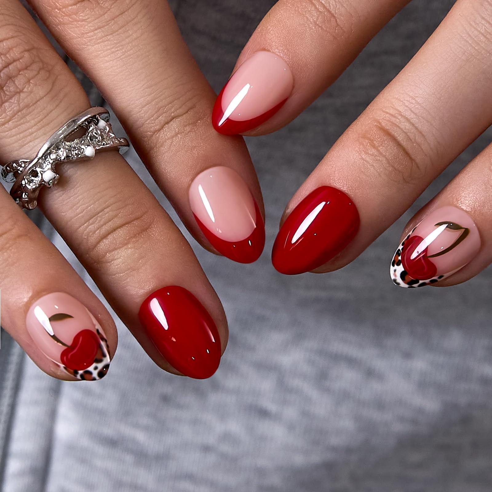 Soft Gel Almond Press On Nails Peach Nude Reusable Nail Kit_voghion.com
