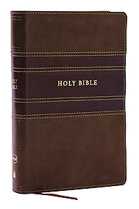 NKJV Personal Size Large Print Bible with 43,000 Cross References, Brown Leathersoft, Red Letter, Comfort Print by Thomas Nelson