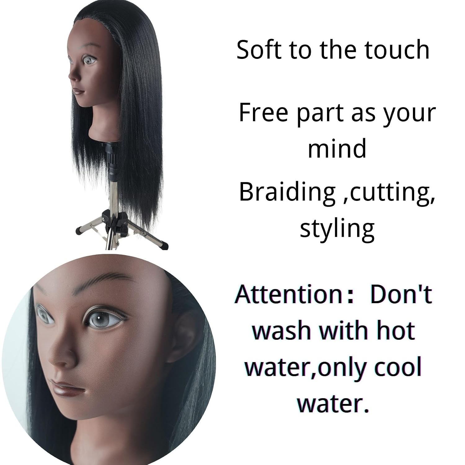Practice Hair Mannequin Head For Braiding Hairstyling,Yaki Texture Black Head Mannnequin With Hair For Kids_voghion.com