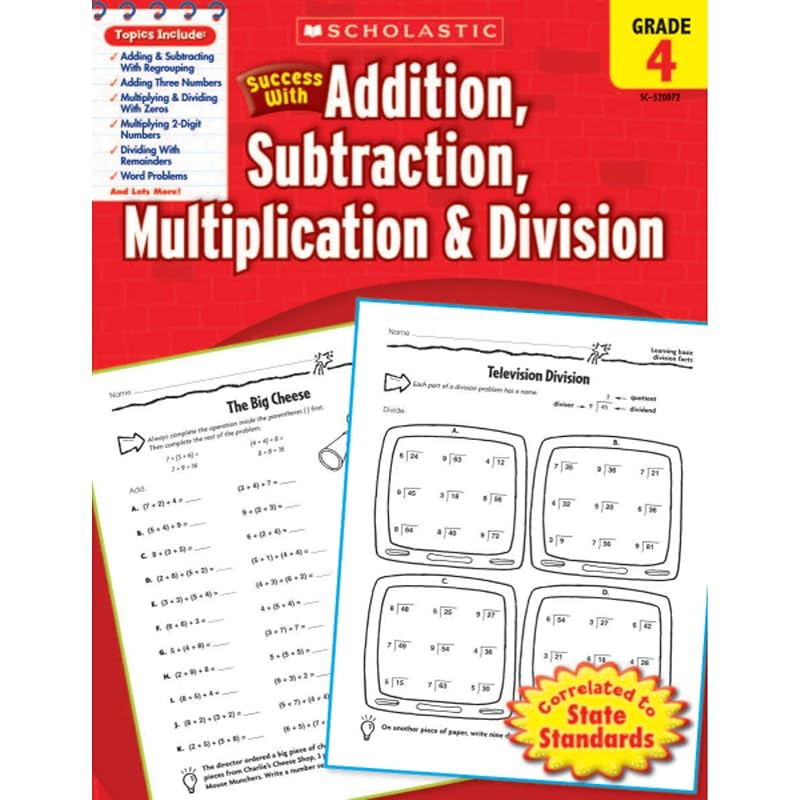 Scholastic Success with Addition, Subtraction, Multiplication & Division, Grade 4 (Success With Math) by Scholastic