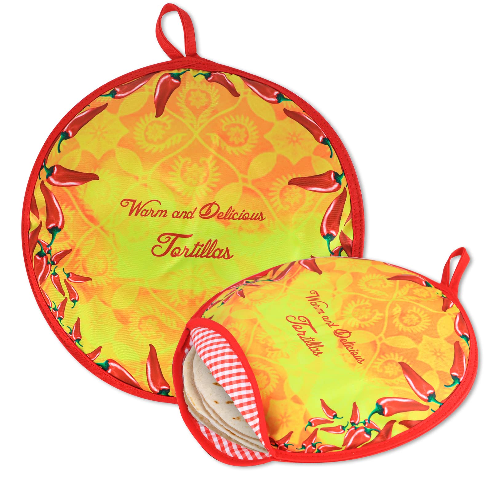 ZKOO 12" Tortilla Warmer Pouch, Insulated Tortillas Pouch for Tortillas, Tacos, Naan, Pizza Rolls, Microwavable Fabric Bag, Tortilla Warmer Keeps Food Warm for Up to 1 Hour (Yellow)