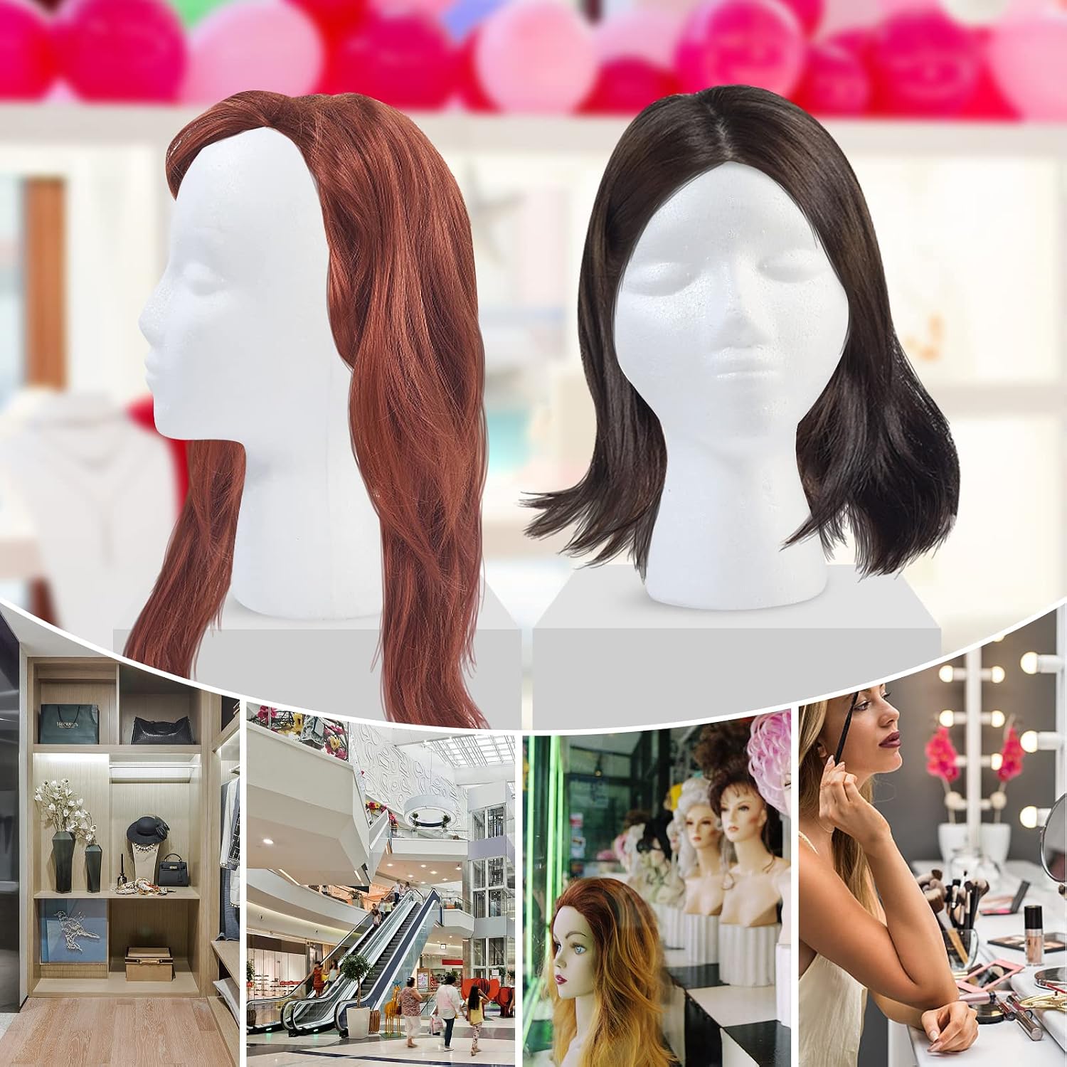 3 Pcs Foam Wig Head, Styrofoam Mannequin Head With Female Face For Multipurpose Wigs Display Stand, Model, Mask, Hat Display Stand, Art Work Painting_voghion.com
