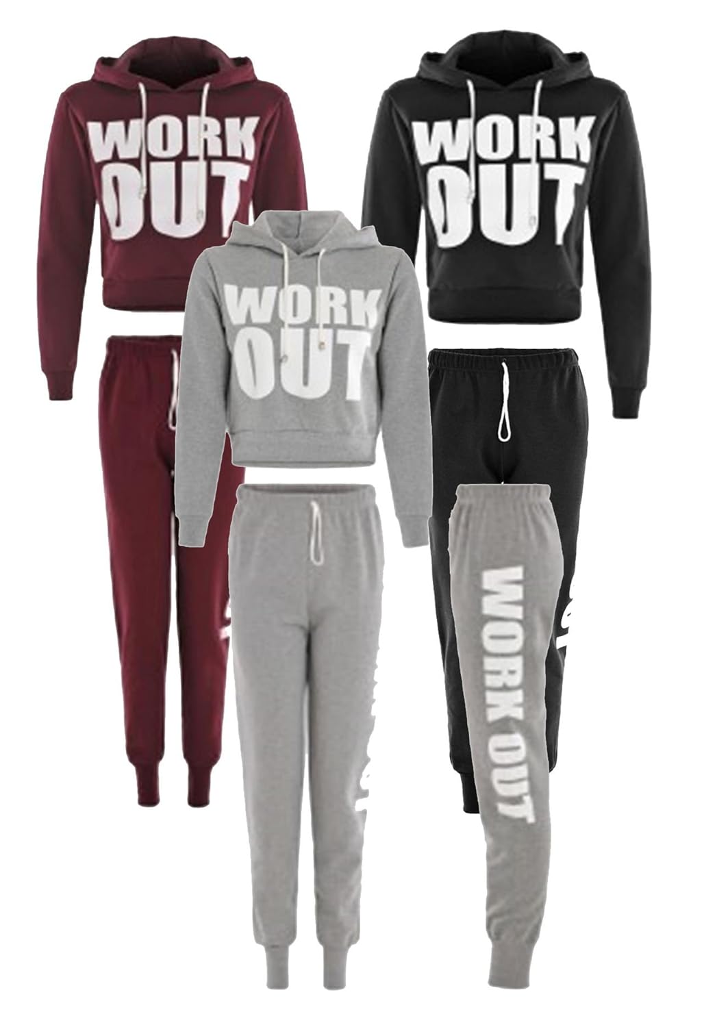 

Cima Mode's Ladies Work Out Cropped Hoody Top and Joggers Pants Set size 4-12