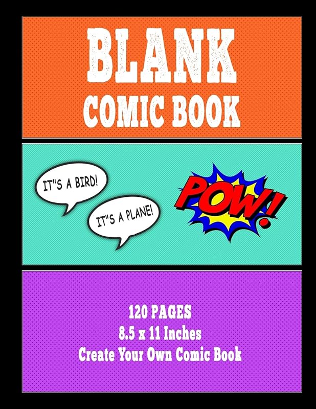 Blank Comic Book: Create Your Own Comic Book, 120 Blank Comic Book Paper, Large, 8.5 x 11 by Superhero Design Essentials