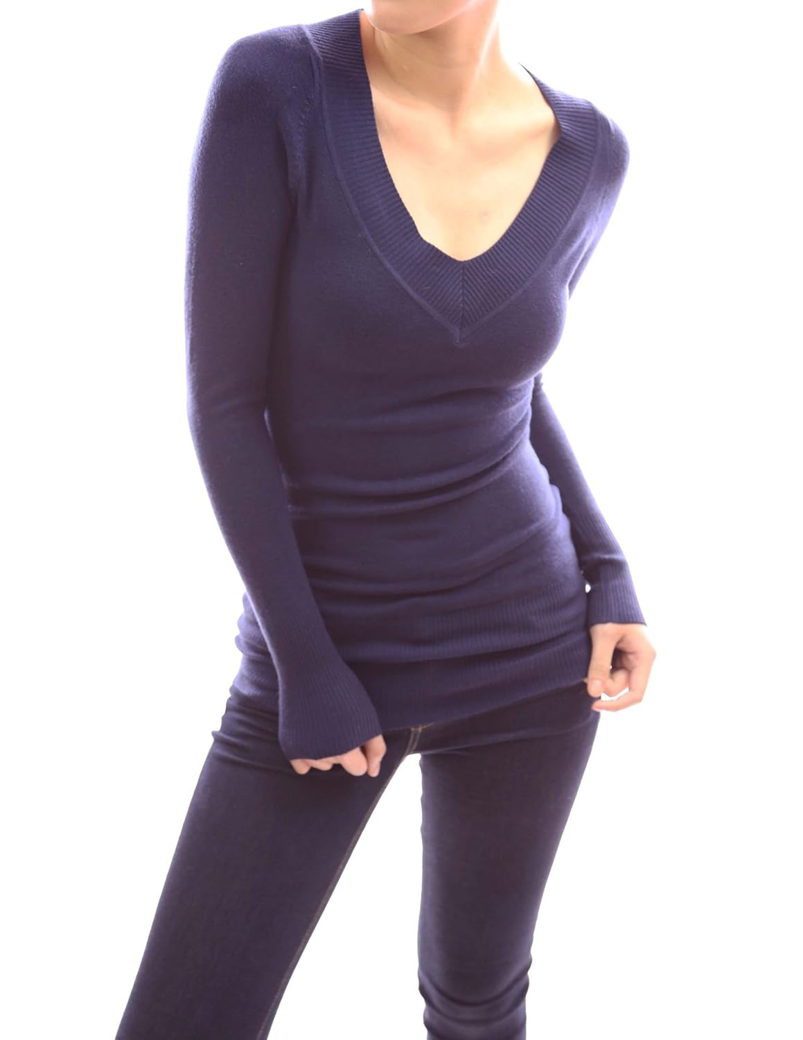 

PattyBoutik Stylish V-Neck Long Sleeve Knit Tunic Jumper Top