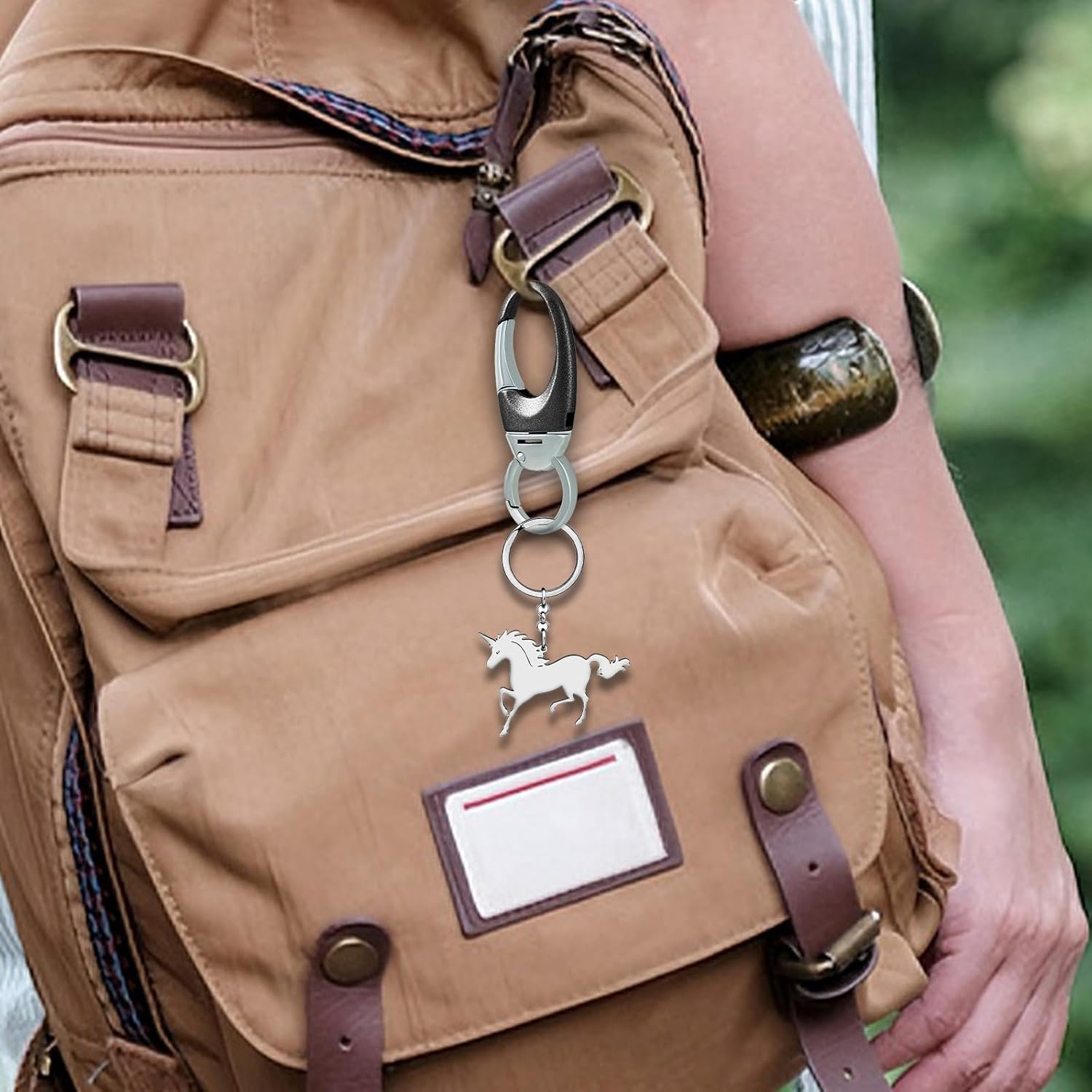Porte-clés robuste avec mousqueton double à ouverture rapide, anneau en D, porte-clés de voiture pour ceinture_voghion.com