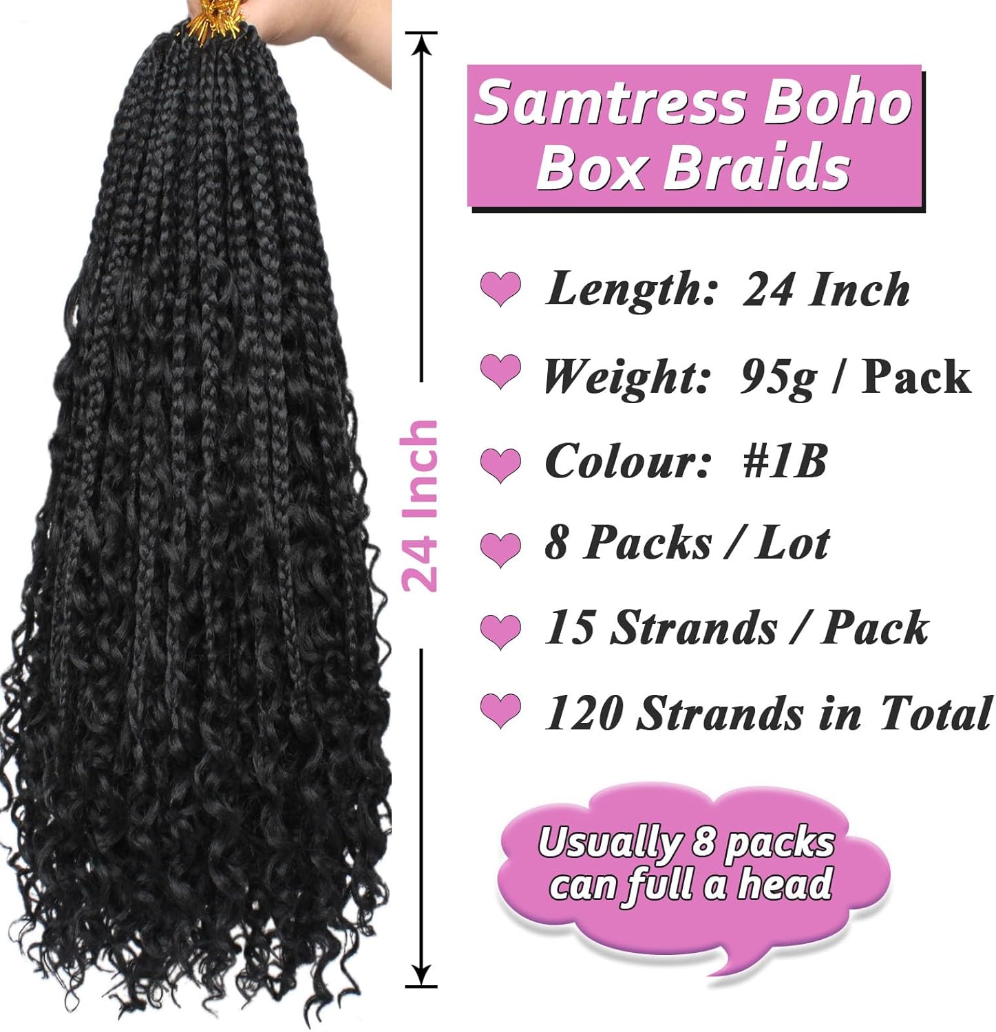 30 Inch Crochet Box Braids 8 Packs Black Goddess Box Braids Crochet Hair Bohomian Box Braids Crochet Hair Synthetic Braiding Hair Extensions_voghion.com