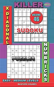 Killer sudoku X diagonal. Numbricks puzzles: Easy - medium levels (Killer sudoku and his friends)