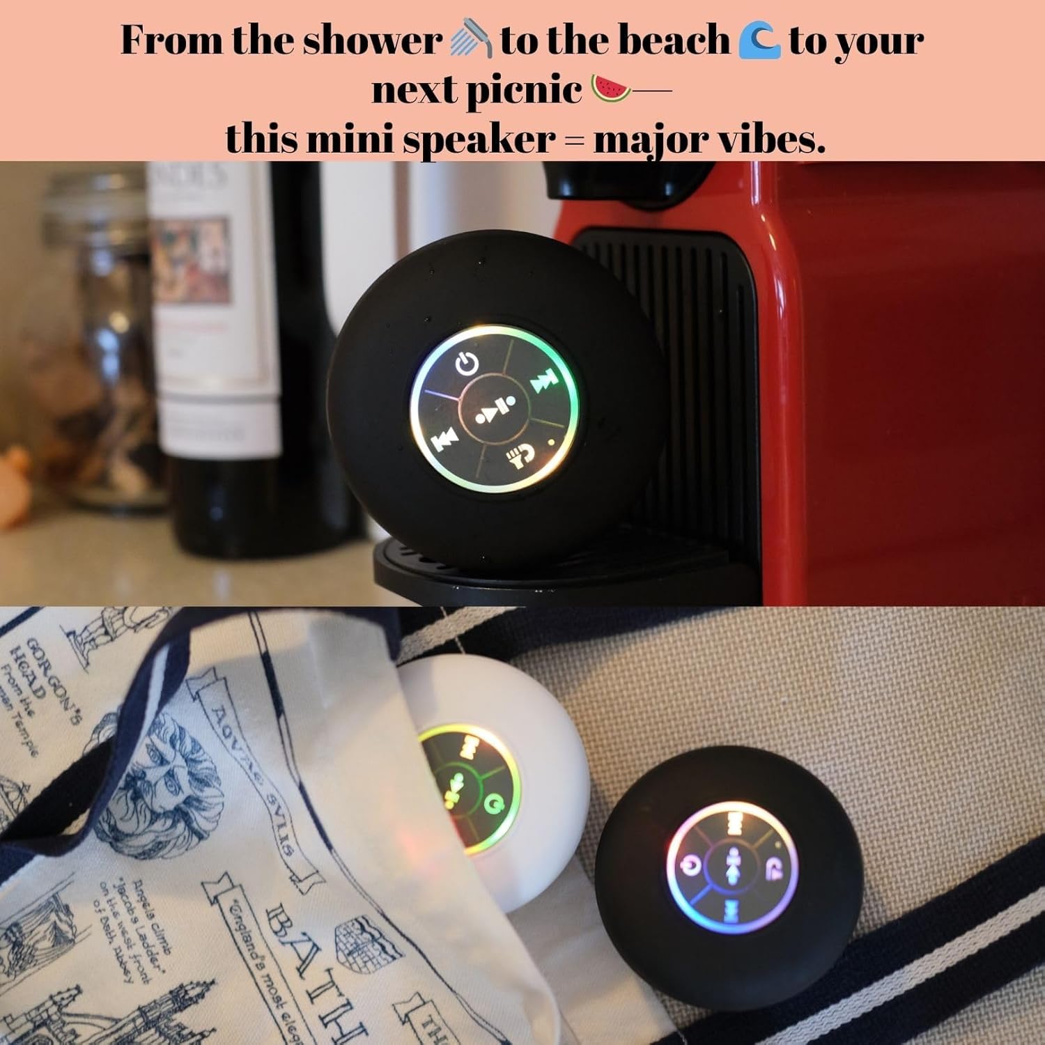 Bluetooth Shower Speaker With LED – Portable Wireless Mini Speaker With Mic & Suction Cup, IPX4 Water Resistant For Shower, Travel,Pool,River Floating_voghion.com
