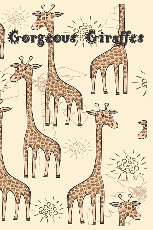 Gorgeous Giraffes: 124 Page Softcover, Has Both Lined and/or Blank Pages with Giraffe Images, College Rule Composition (6” x 9 “) Boho Beige by Purple Phoenix Publishing